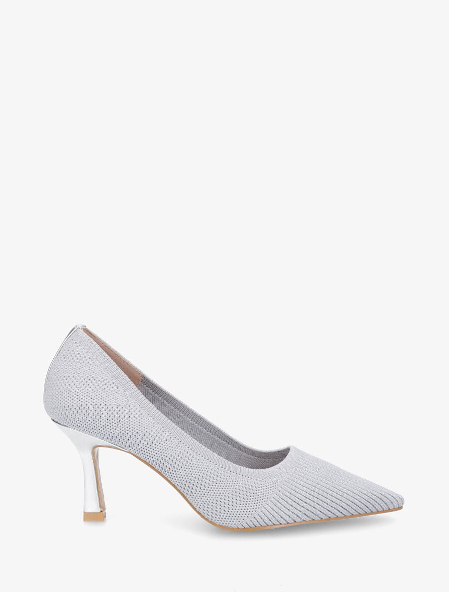 Escarpins en tissu ajouré à bouts pointus - Argent - 1