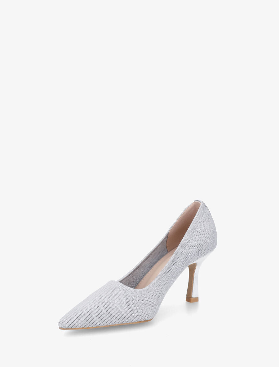Escarpins en tissu ajouré à bouts pointus - Argent - 3