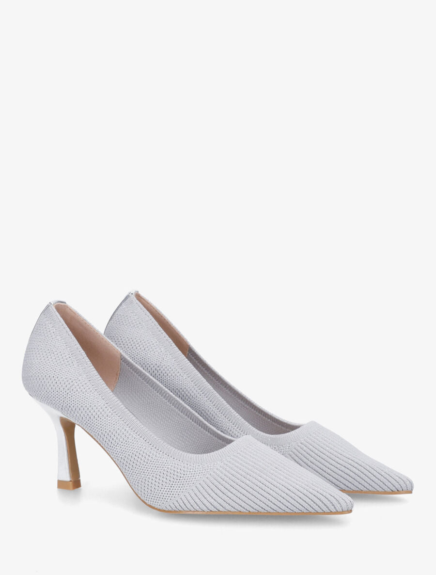 Escarpins en tissu ajouré à bouts pointus - Argent - 4