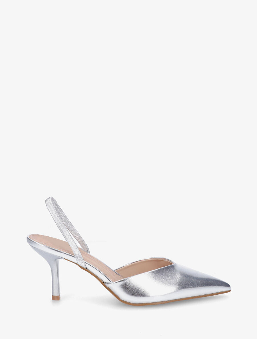 Escarpins à bouts pointus et bride élastiquée - Argent - 5