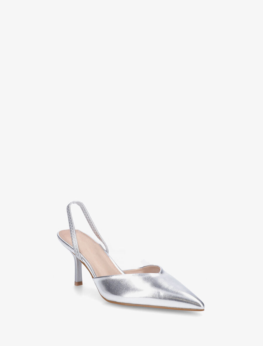 Escarpins à bouts pointus et bride élastiquée - Argent - 2