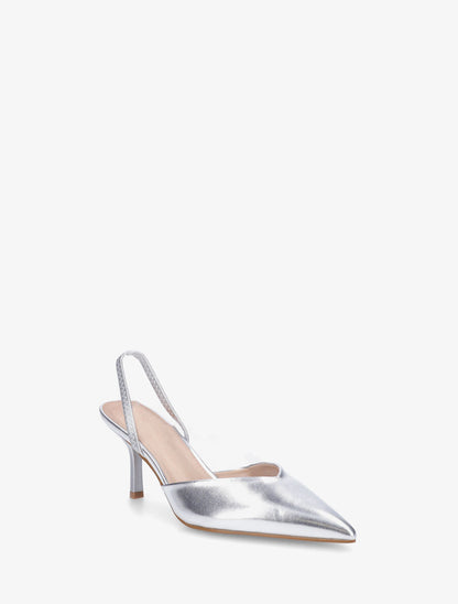 Escarpins à bouts pointus et bride élastiquée - Argent - 2
