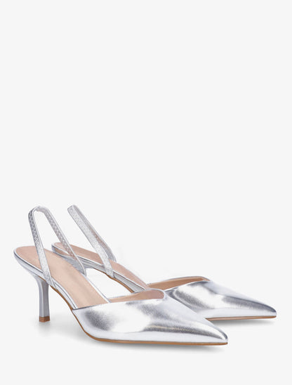Escarpins à bouts pointus et bride élastiquée - Argent - 4