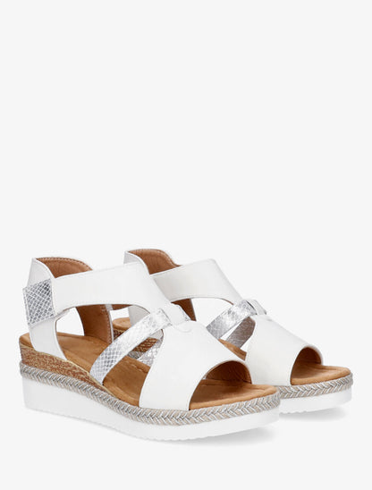 Sandales compensées à scratch et empiècement python - Blanc - 4