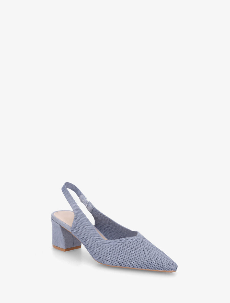 Escarpins bimatière à talon carré - Bleu - 2