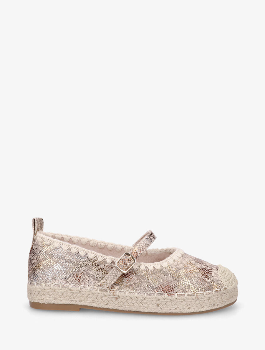 Ballerines imprimé python style espadrilles - Beige - 5