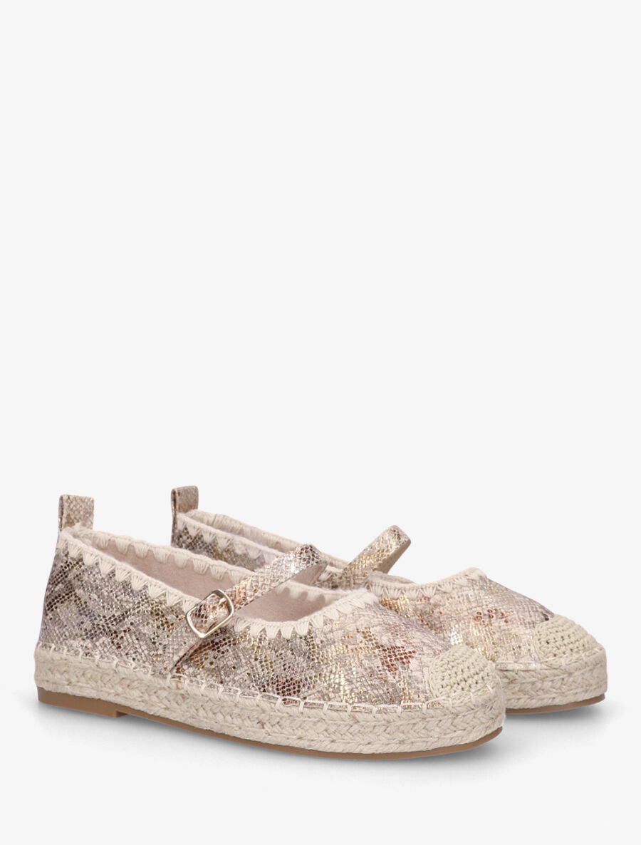 Ballerines imprimé python style espadrilles - Beige - 4
