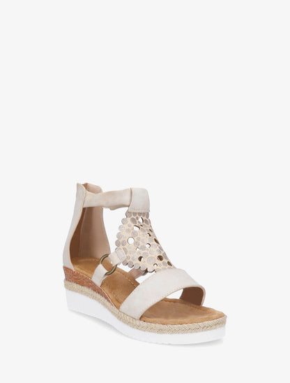 Sandales compensées à fermeture zippée - Beige - 2