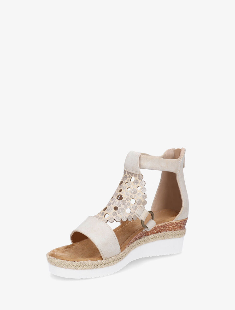 Sandales compensées à fermeture zippée - Beige - 3