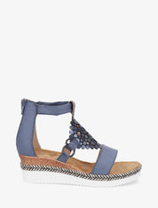 Sandales compensées à fermeture zippée - Bleu - 5