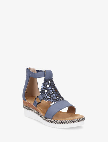 Sandales compensées à fermeture zippée - Bleu - 2