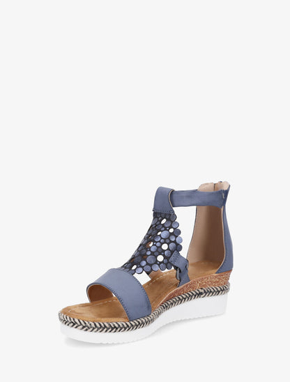 Sandales compensées à fermeture zippée - Bleu - 3