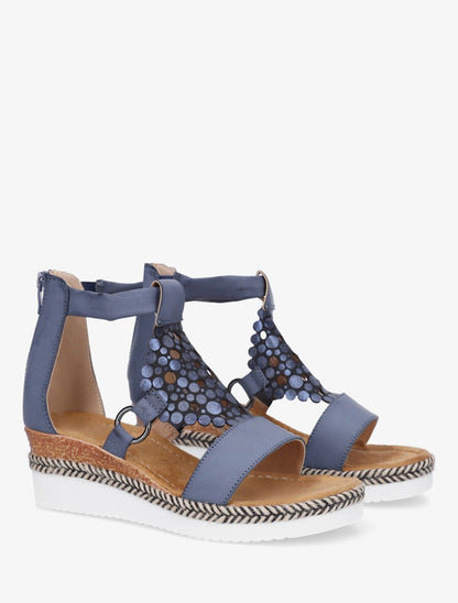 Sandales compensées à fermeture zippée - Bleu - 4