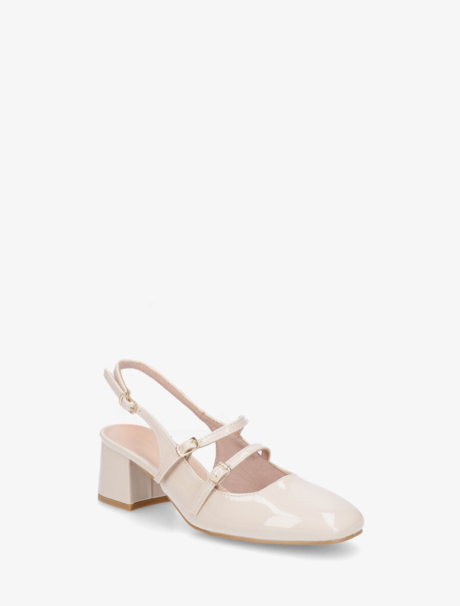Escarpins vernis à talon carré - Beige - 2