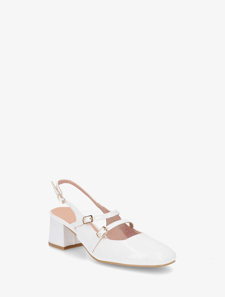 Escarpins vernis à talon carré - Blanc - 2