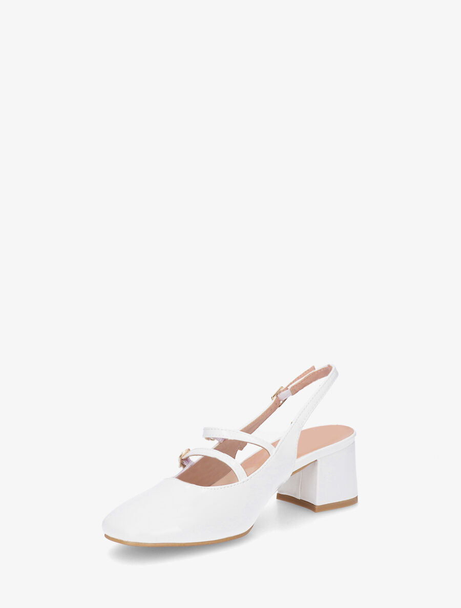 Escarpins vernis à talon carré - Blanc - 3