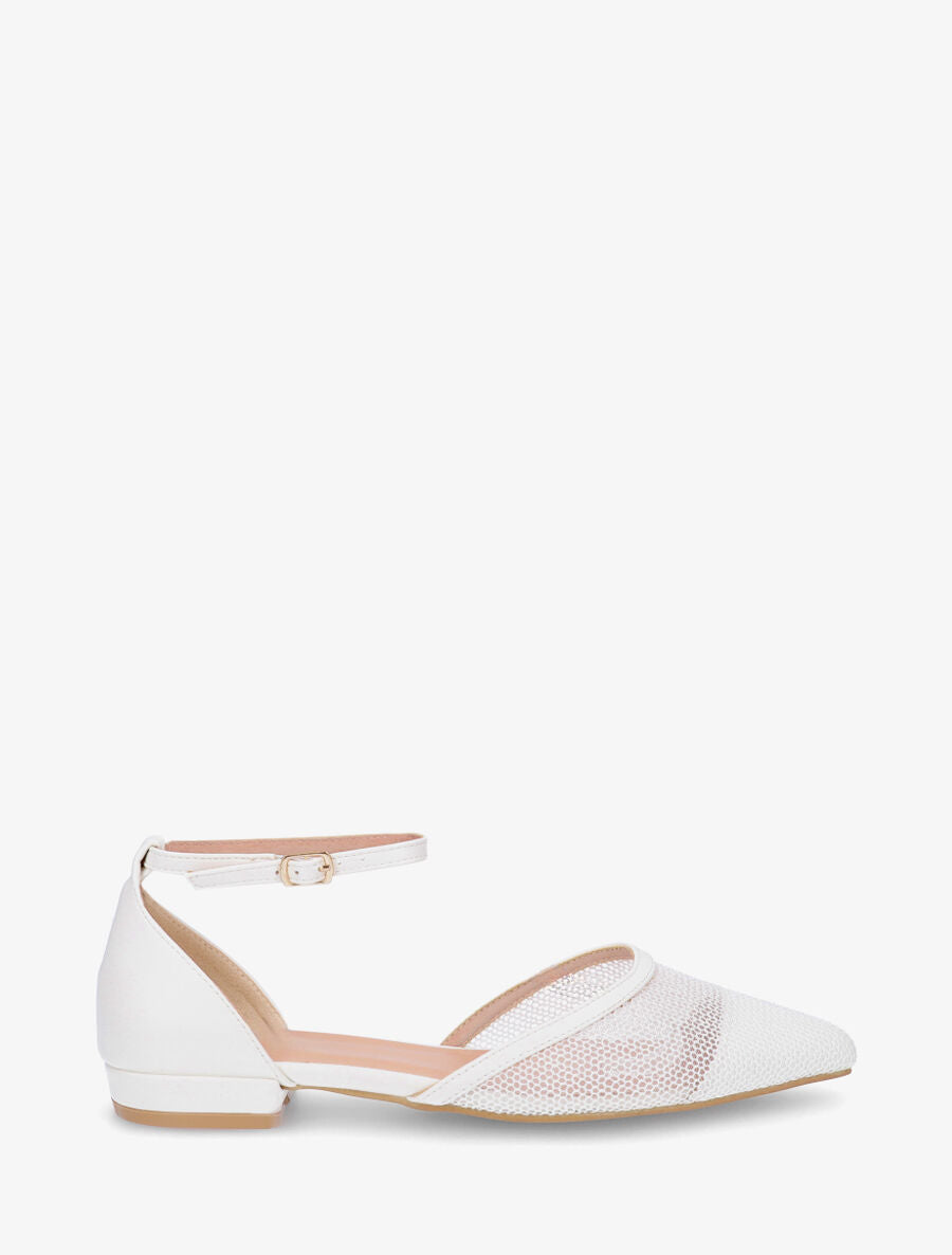 Ballerines à bouts pointus en résille - Blanc - 1