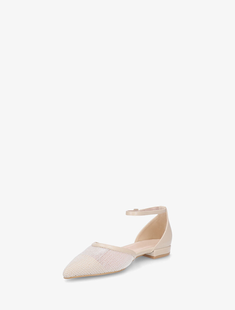 Ballerines à bouts pointus en résille - Beige - 3
