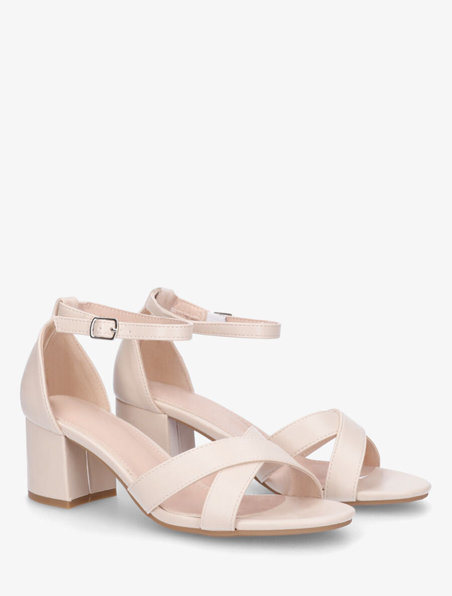 Sandales en simili à brides croisées - Beige - 4