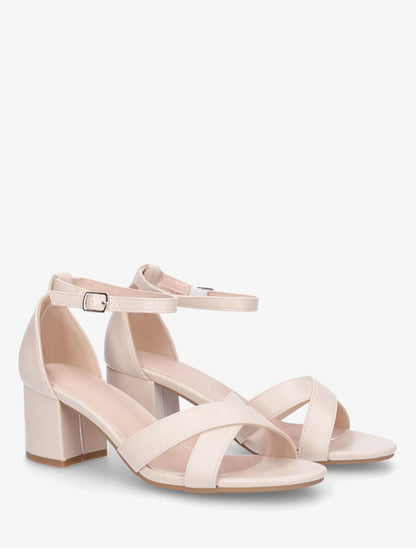 Sandales en simili à brides croisées - Beige - 4