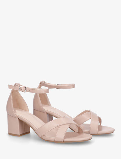 Sandales en simili à brides croisées - Nude - 4