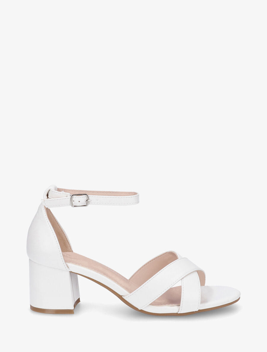 Sandales en simili à brides croisées - Blanc - 1
