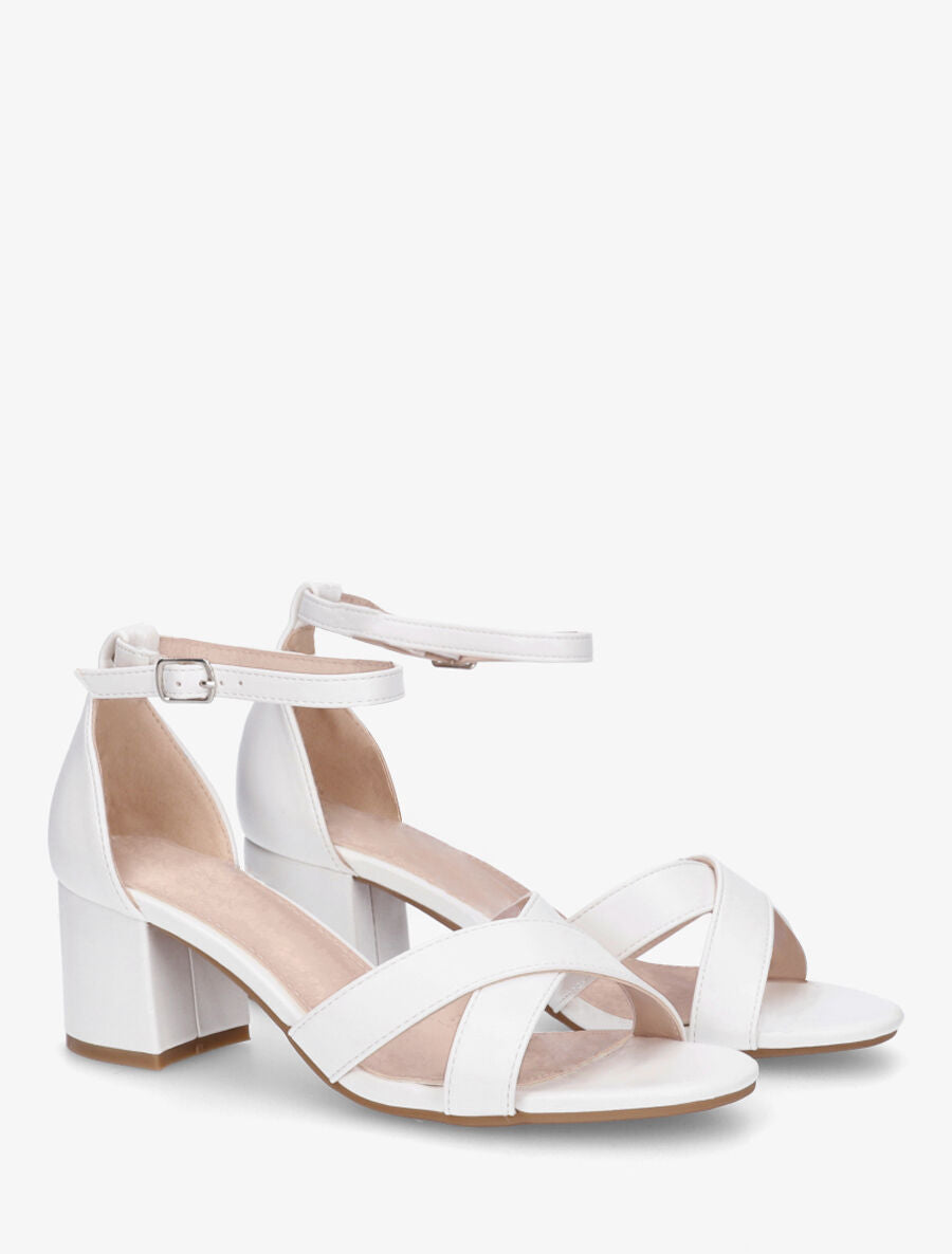 Sandales en simili à brides croisées - Blanc - 4
