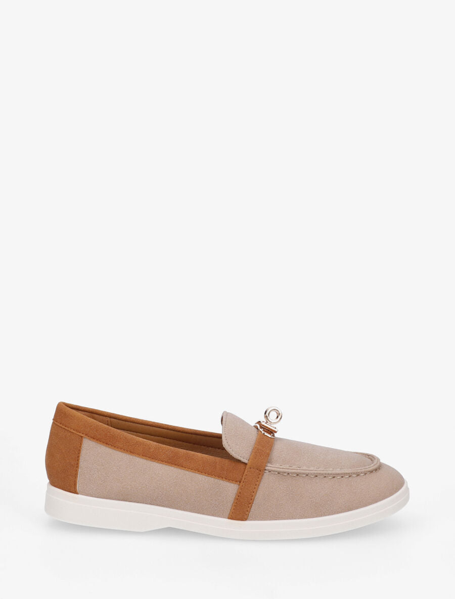 Mocassins bicolore effet nubuck - Taupe - 5