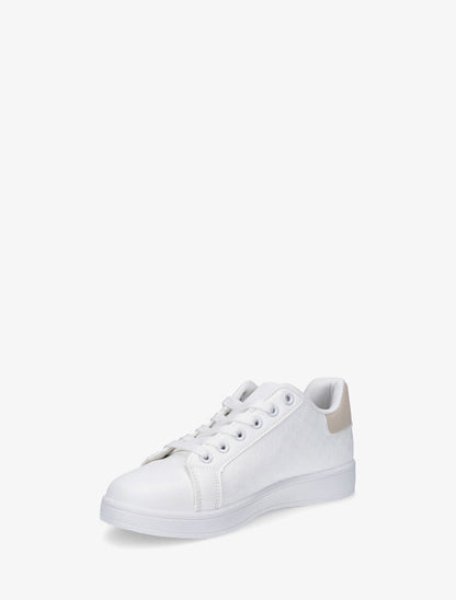 Sneakers plates à motif damier - Beige - 3