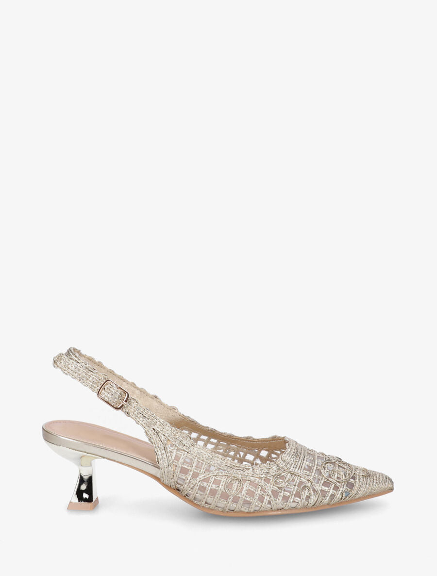 Escarpins pointus effet osier - Or - 1