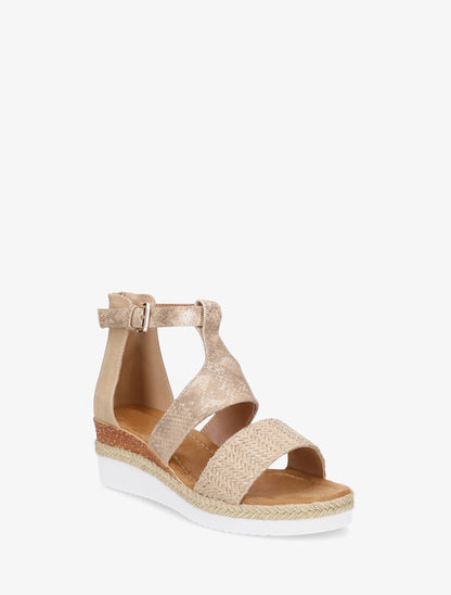 Sandales compensées bride python irisé - Taupe