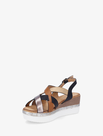 Sandales compensées à brides croisées - Noir