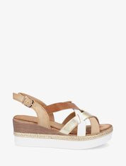 Sandales compensées à brides croisées - Camel