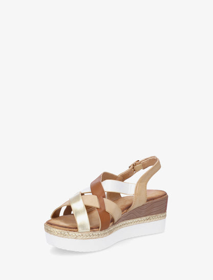 Sandales compensées à brides croisées - Camel