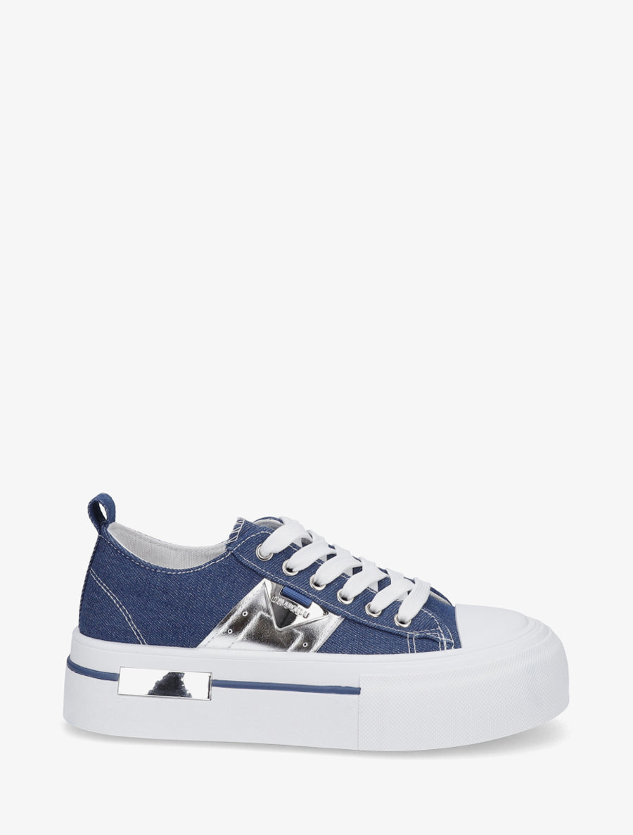 Sneakers unies à plaforme - Bleu - 1