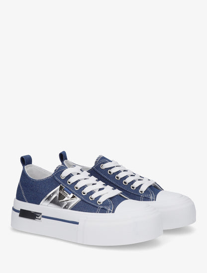 Sneakers unies à plaforme - Bleu - 4