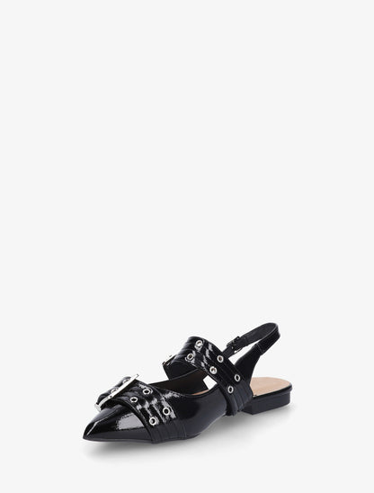 Ballerines vernies à bout pointu et talon ouvert - Noir - 3