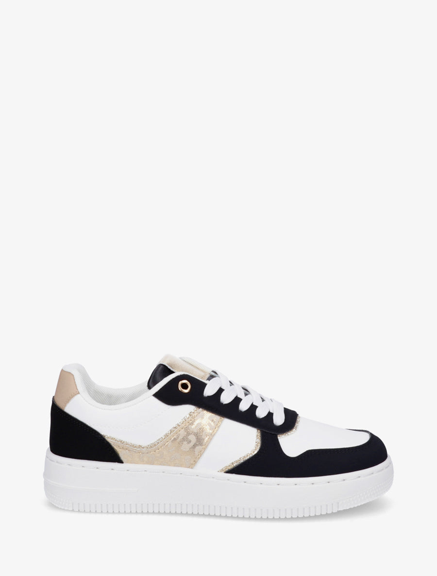 Sneakers à empiècement effet nubuck et détail irisé - Noir - 1