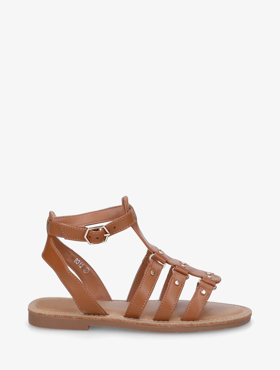 Nu-pieds cloutées style spartiate - Camel - 1