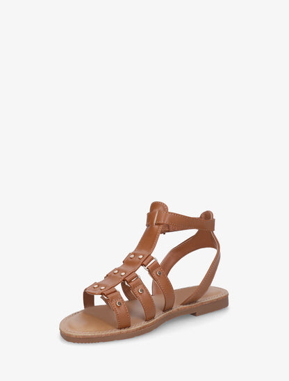 Nu-pieds cloutées style spartiate - Camel - 3