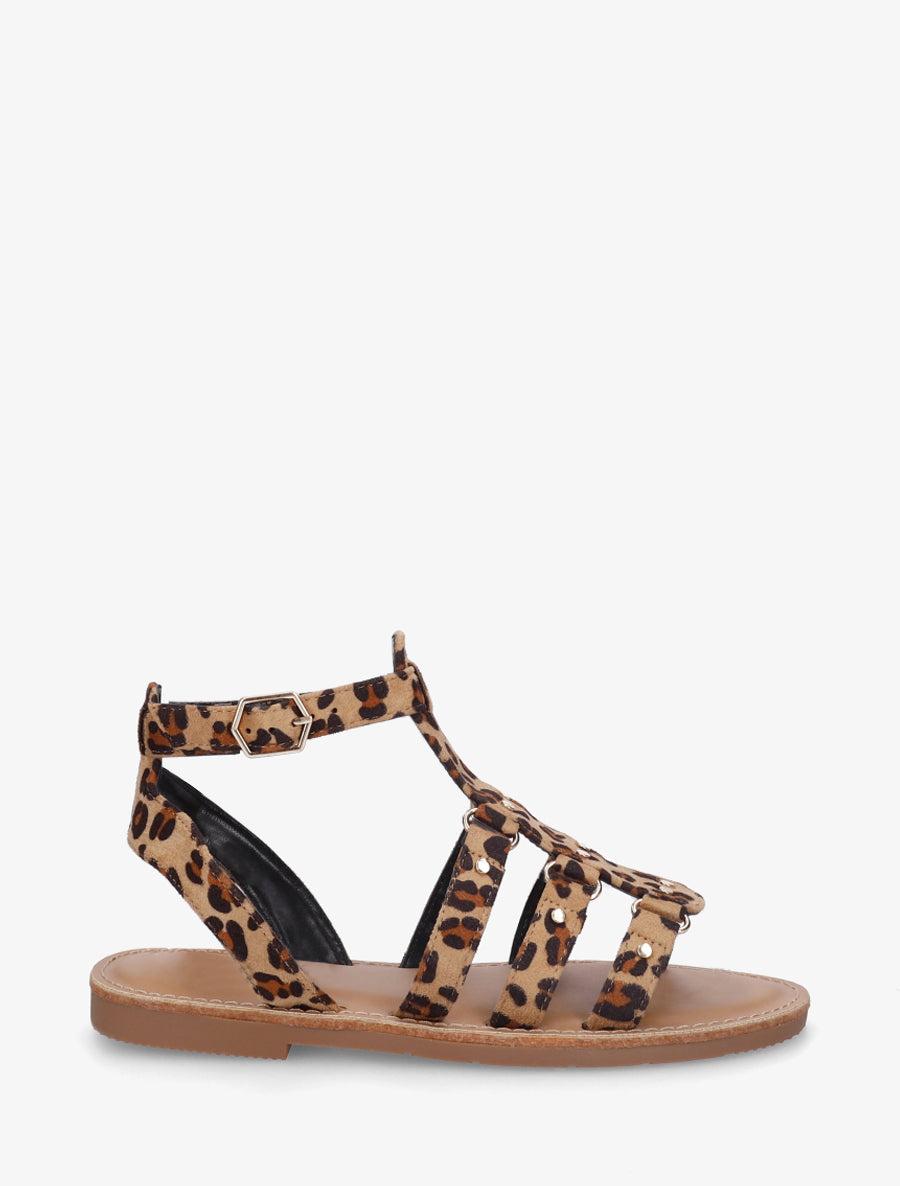 Nu-pieds cloutées style spartiate - Camel - 1