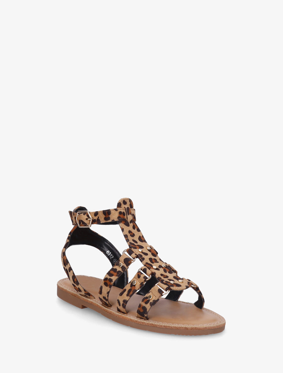 Nu-pieds cloutées style spartiate - Camel - 2