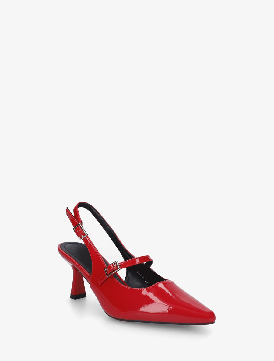 Escarpins vernis à bouts pointus - Rouge - 2