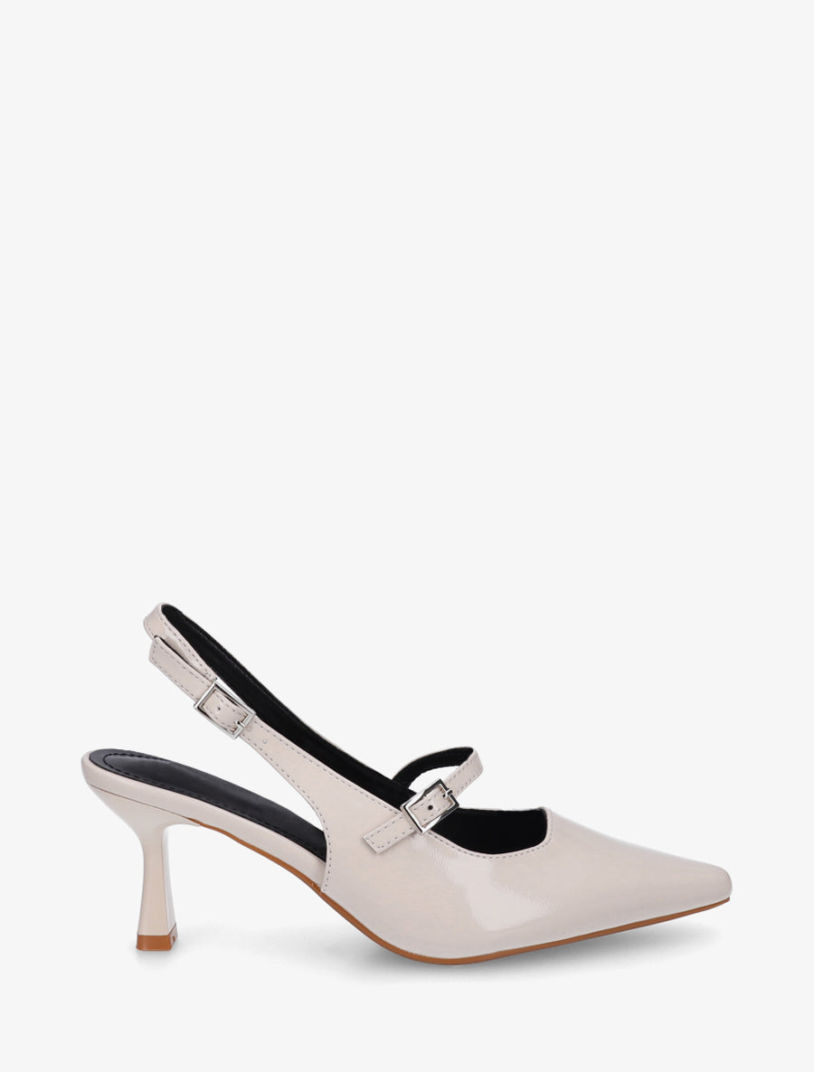 Escarpins vernis à bouts pointus - Beige - 1