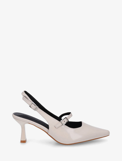 Escarpins vernis à bouts pointus - Beige - 1