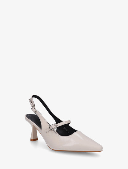 Escarpins vernis à bouts pointus - Beige - 2