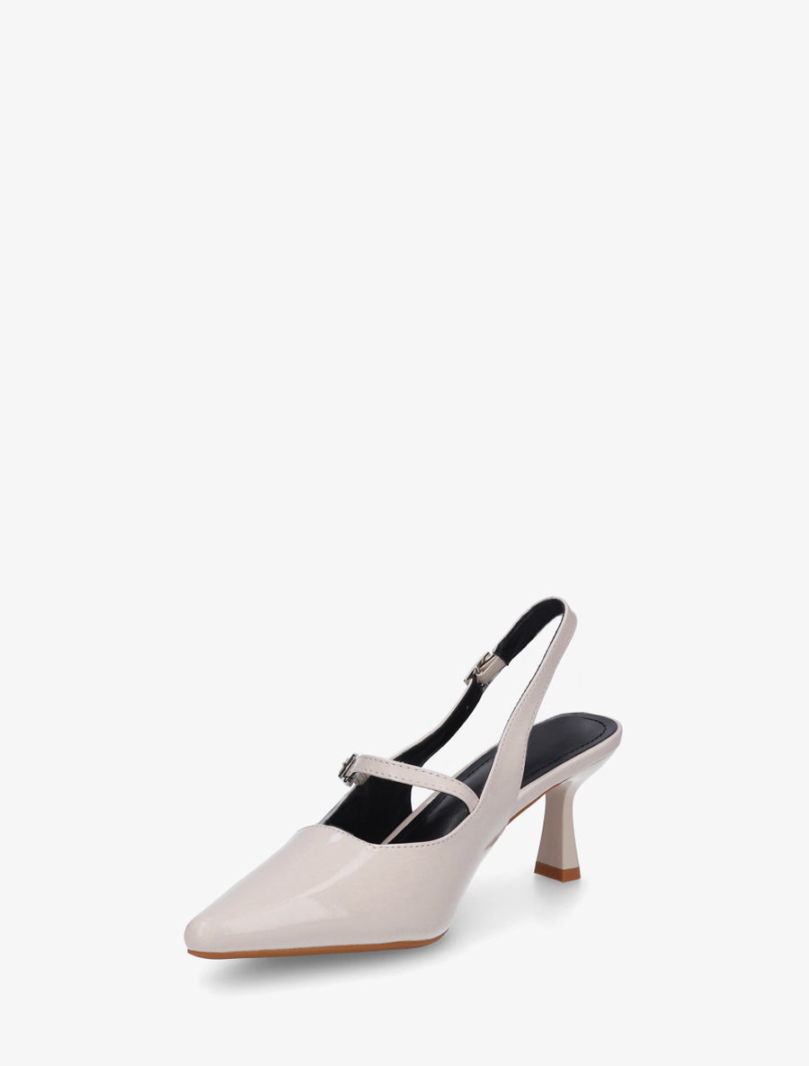 Escarpins vernis à bouts pointus - Beige - 3