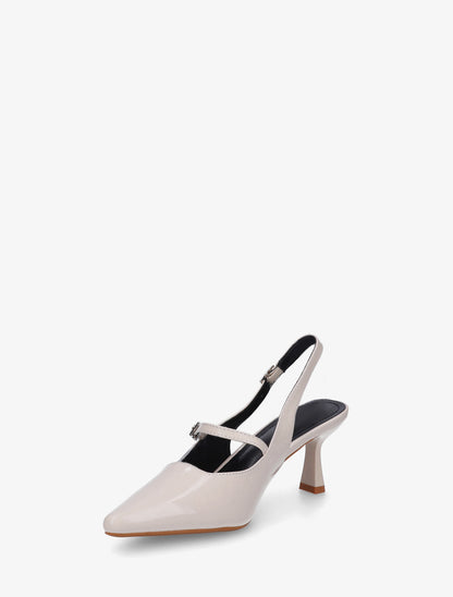 Escarpins vernis à bouts pointus - Beige - 3