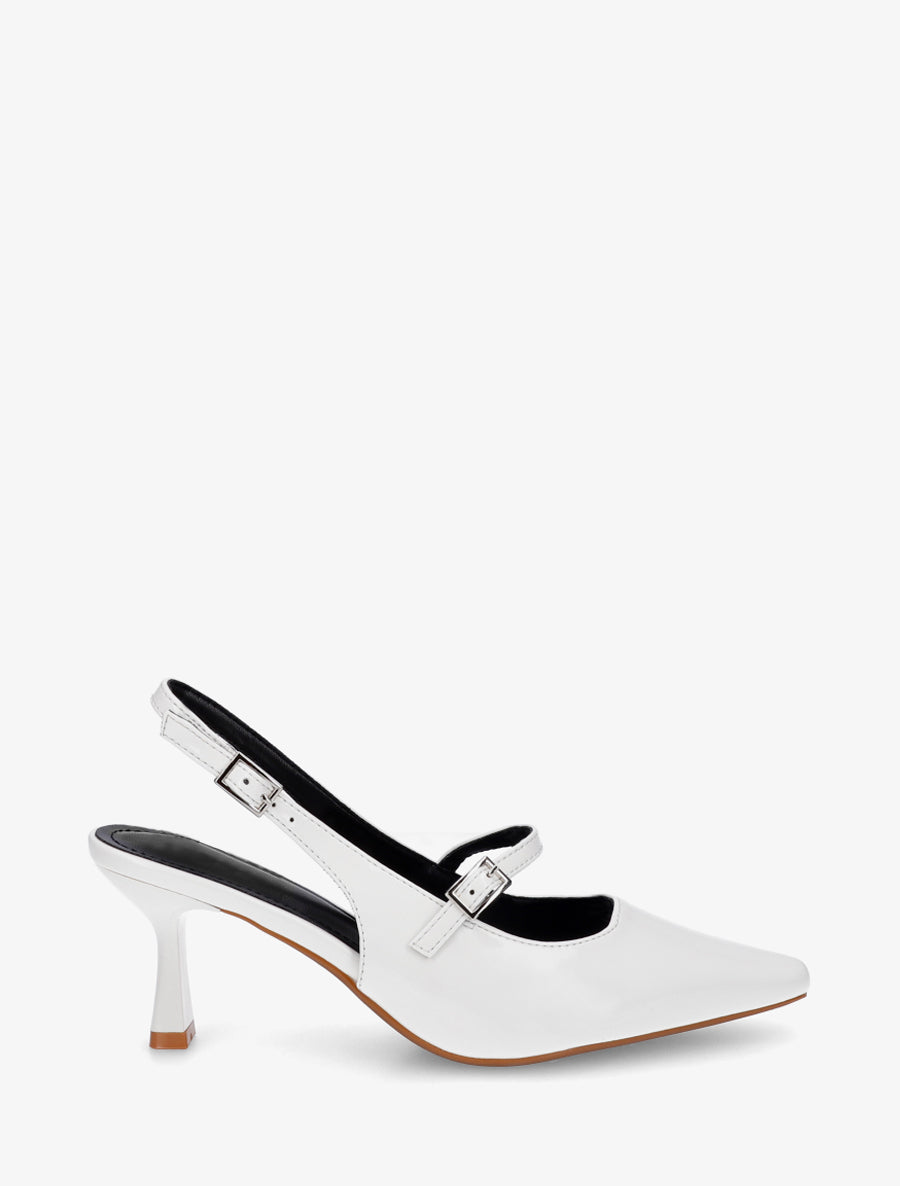 Escarpins vernis à bouts pointus - Blanc - 1