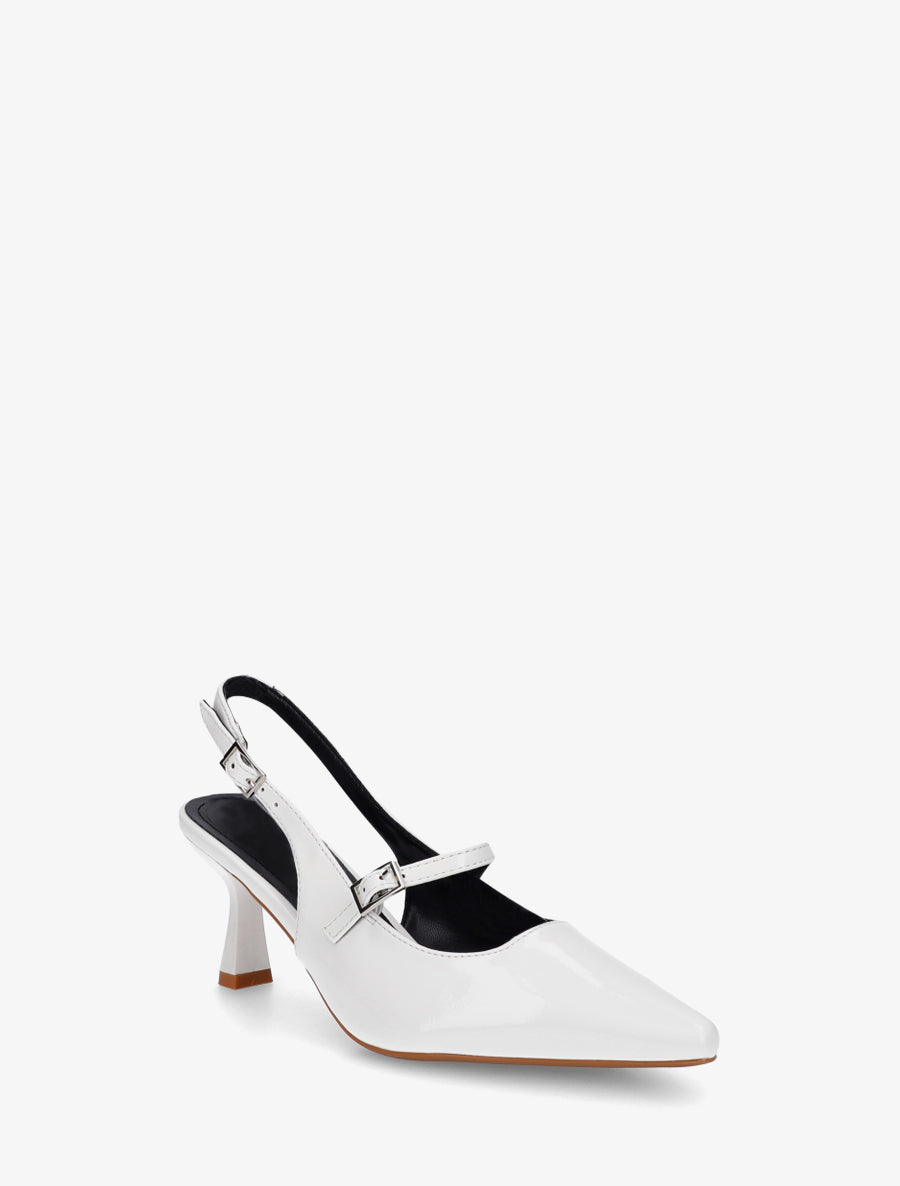 Escarpins vernis à bouts pointus - Blanc - 2